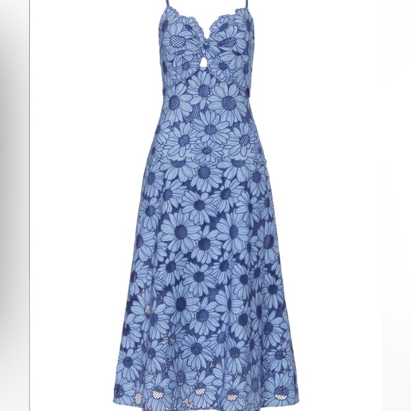 Sandro Blue Floral Midi Dress - Picture 1 of 14